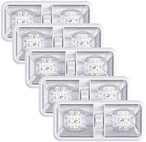 5 Pack Leisure LED RV Ceiling Double Dome Light Fixture