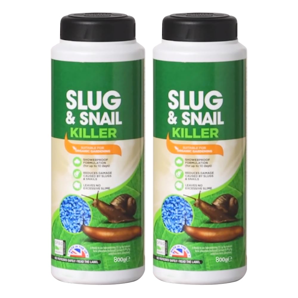 Slug & Snail Killer Pellets (2 X 800g) Powerful Slug Repellent for Use Around Organic Gardening with Maximum Protection