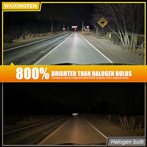 WAIXINGREN H7 Led Headlight Bulb - 32000LM 6500K Brighter, 100W Headlight Bulb Led with Fan, 1:1 Size, IP68 Waterproof, Plug and Play Easy Installation, Pack of 2 (H7)