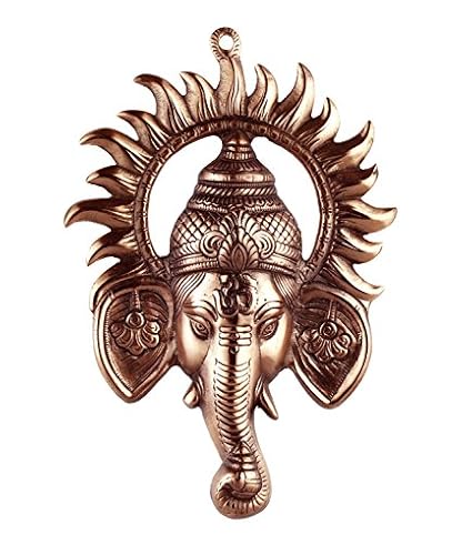 Abhushan Black Metal Ganesh Ji Face Encircled With Suraj Ji Wall Hanging.(30Cmx0.5Cmx20Cm)