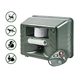 Aspectek - Yard Sentinel RC - Ultrasonic Outdoor Animal Pest Repellent, Pest Repeller Pest Control with Motion Detector, 4 Key Remote - Rodents, Cats, Rats, Mouse, Mice,Deer, Bear, Raccoon Eliminator (Kitchen)