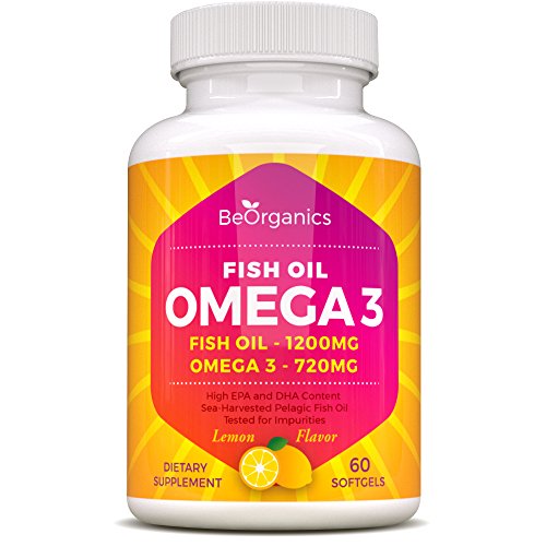 Omega 3 Fish Oil - Dietary Supplement - Pure Sea-Harvested Natural Source of EPA & DHA Acids - 60 Softgels - for both Men and Women*