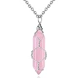 MAIBAOTA Rose Quartz Healing Crystal Necklace Wire