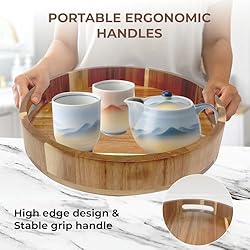 PANDAWOOD 12 Inch Lazy Susan Organizer 100% Acacia