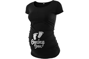 DECRUM Maternity Shirts for Women - Casual Graphic Ruched Sides Short Sleeve Pregnancy Announcement Shirt