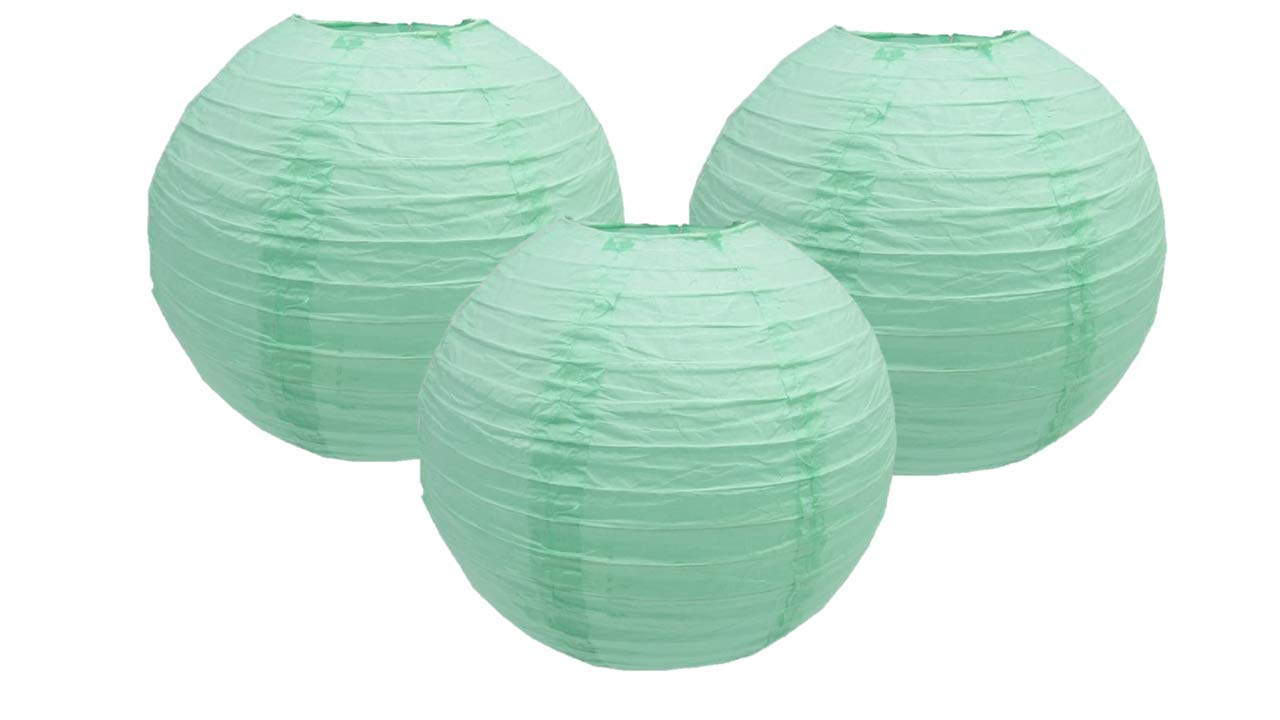 Pack of 3 Paper Lantern Lampshade Party Birthday Baby Shower Wedding Celebration Decoration (Mint Green, 8" (20cm))
