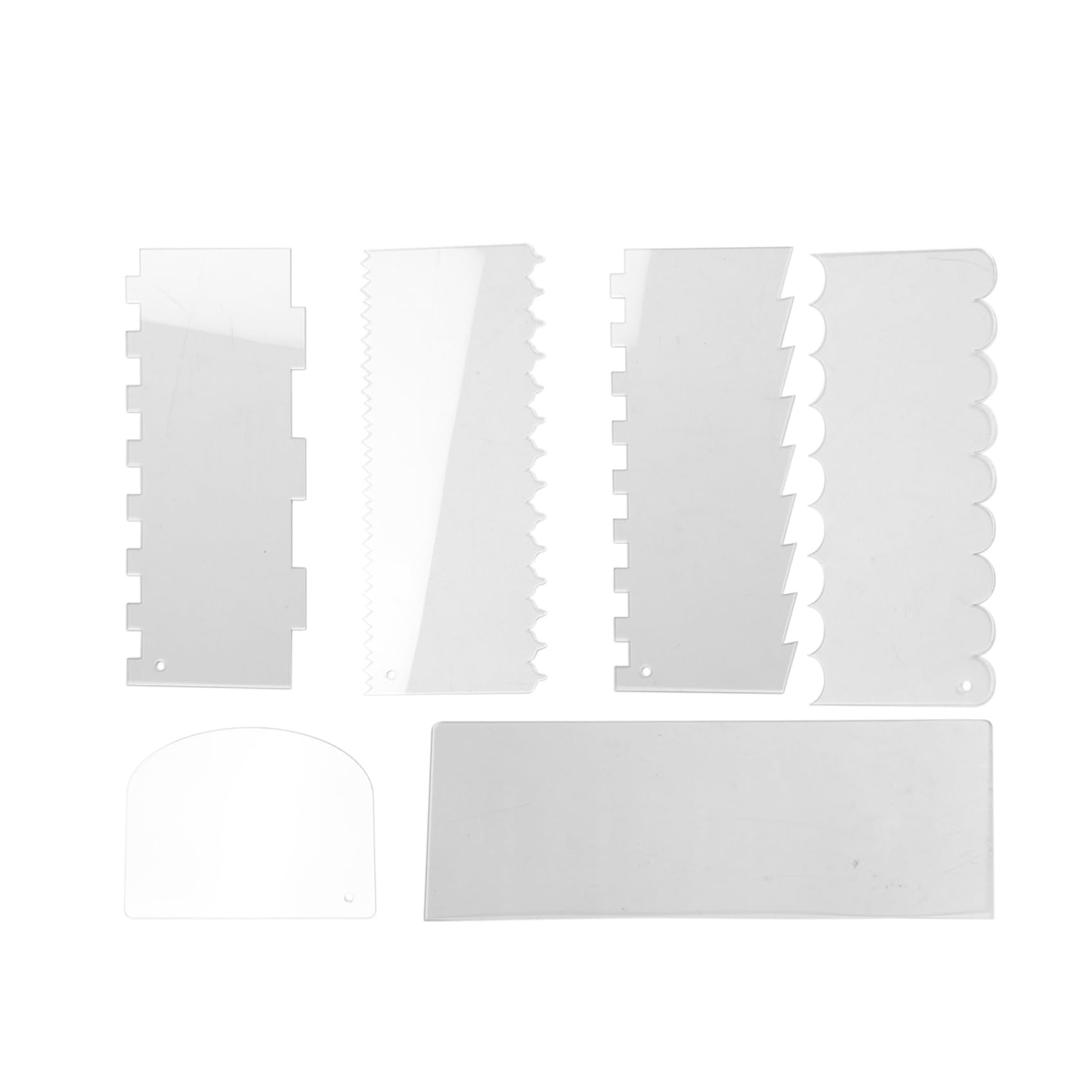 Idhadkc 6 Pieces Clear Acrylic Icing Frosting Buttercream Large Cake Smoother Scraper Contour Comb Cake Edge Smoother Tool