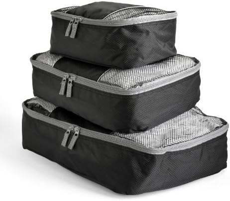 Travel Packing Cubes Set (3 Piece), Ideal for Travel and Closet Organizer (Dark Grey)BIG SAVING!