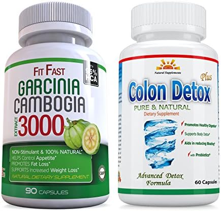 95% HCA 120 Caps Veg. Caps 2 Garcinia Cambogia FITFAST plus FREE Colon Detox, 2 Months Supply, Weight Loss, Fat Burner, Carb Blocker, Appetite Control, Natural Diet Pills, SAME DAY SHIPPING