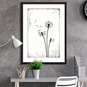 Black White Dandelion - Framed Art Print