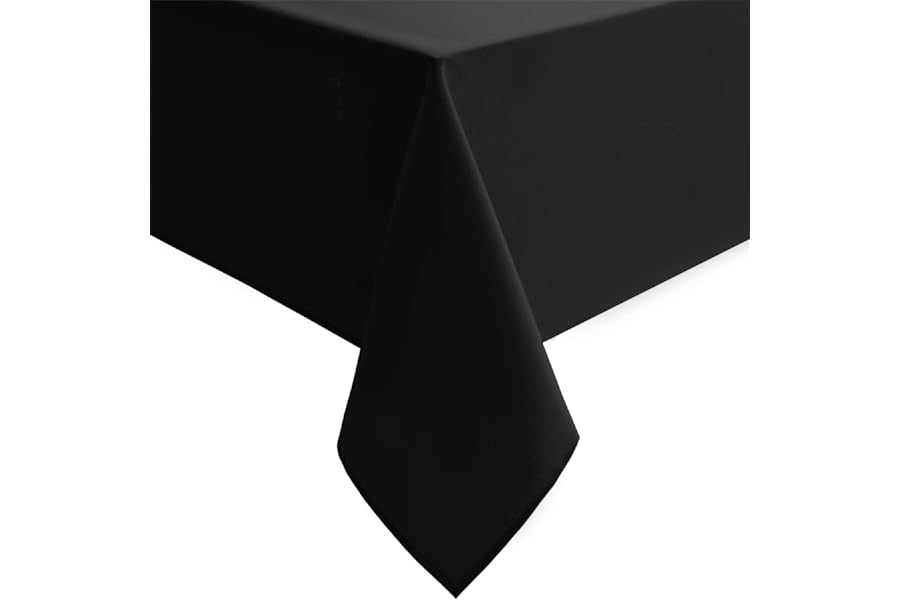 Hiasan Black Rectangle Tablecloth - 54 x 80 Inch - Waterproof & Wrinkle Resistant Washable Fabric Table Cloth for Dining, Party and Outdoor use