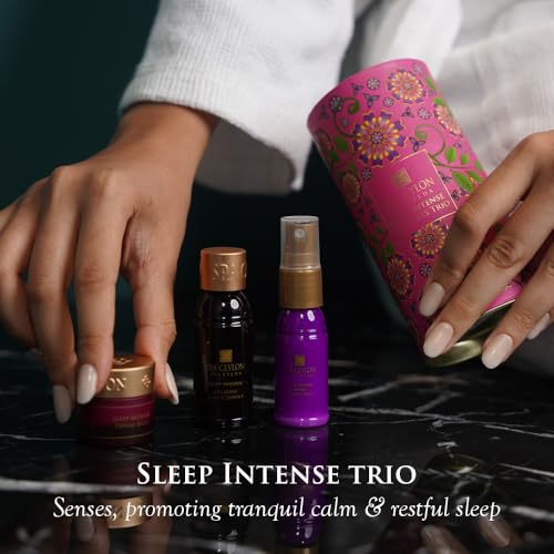 SPA CEYLON Sleep Intense Wellness Trio Set, Ayurvedic Pampering Gift Set with Natural Ingredients, Shower Gel, Body Mist, Balm, gifts