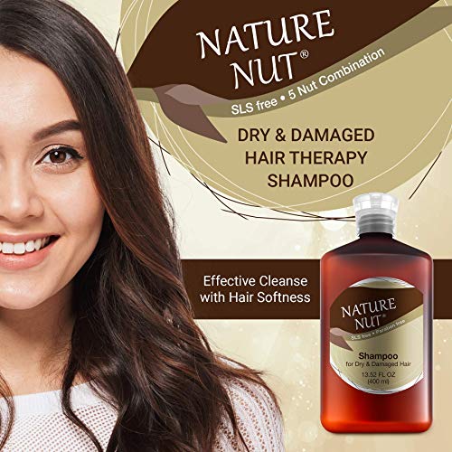 Nature Nut Dry & Damaged Hair Repair Shampoo + Hair Mask. Hypoallergenic 5 Nut Natural Blend Hydrating Formula