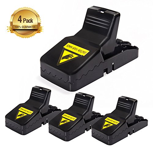 Mouse Trap, Mousetrap Mice Rats Rodents Killer Catcher Snap Traps Quick Kill with Bait Cup, Effective & Reusable Solution for Mice Control (4 Pack)
