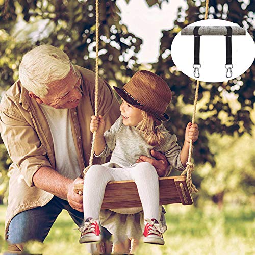 YFaith 2 Stück 30 cm Swing Hanging Kit, Hängematte Befestigung, Aufhängeset mit 2 Schwerlast Karabinern und D Ringen, für Gartenschaukel Baumschaukel Hängematte Hängesessel (Schwarz) – Bild 3