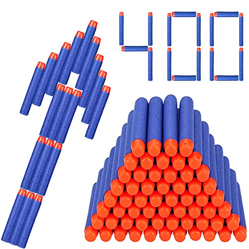 Foam Darts, Hosim 400pcs Nerf Refill Bullet Darts Pack 2.84in/7.2cm Soft Foam [Safe Round Head and Air Hole] Universal Standard for Most Nerf N-strike Elite Series Blasters Kid Toy Gun ( Blue)