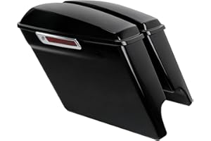 TCT-MOTORPARTS Vivid Black 5" Stretched Saddlebags Extended Hard Saddle Bags w/Chrome Latches Fit For Touring Models Road King Glide Electra Street Glide CVO Ultra Classic 2014-2024