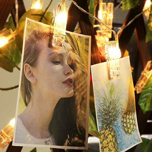 MZD8391 20 Photo Clips String Lights/Holder, Indoor Fairy String Lights for Hanging Photos Pictures Cards and Memos, Ideal gift photo clip holder Warm White - Thumbnail 7