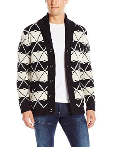 G-STAR Raw Men's Core Jacquard Shawl Cardigan Sweater, Dark Black