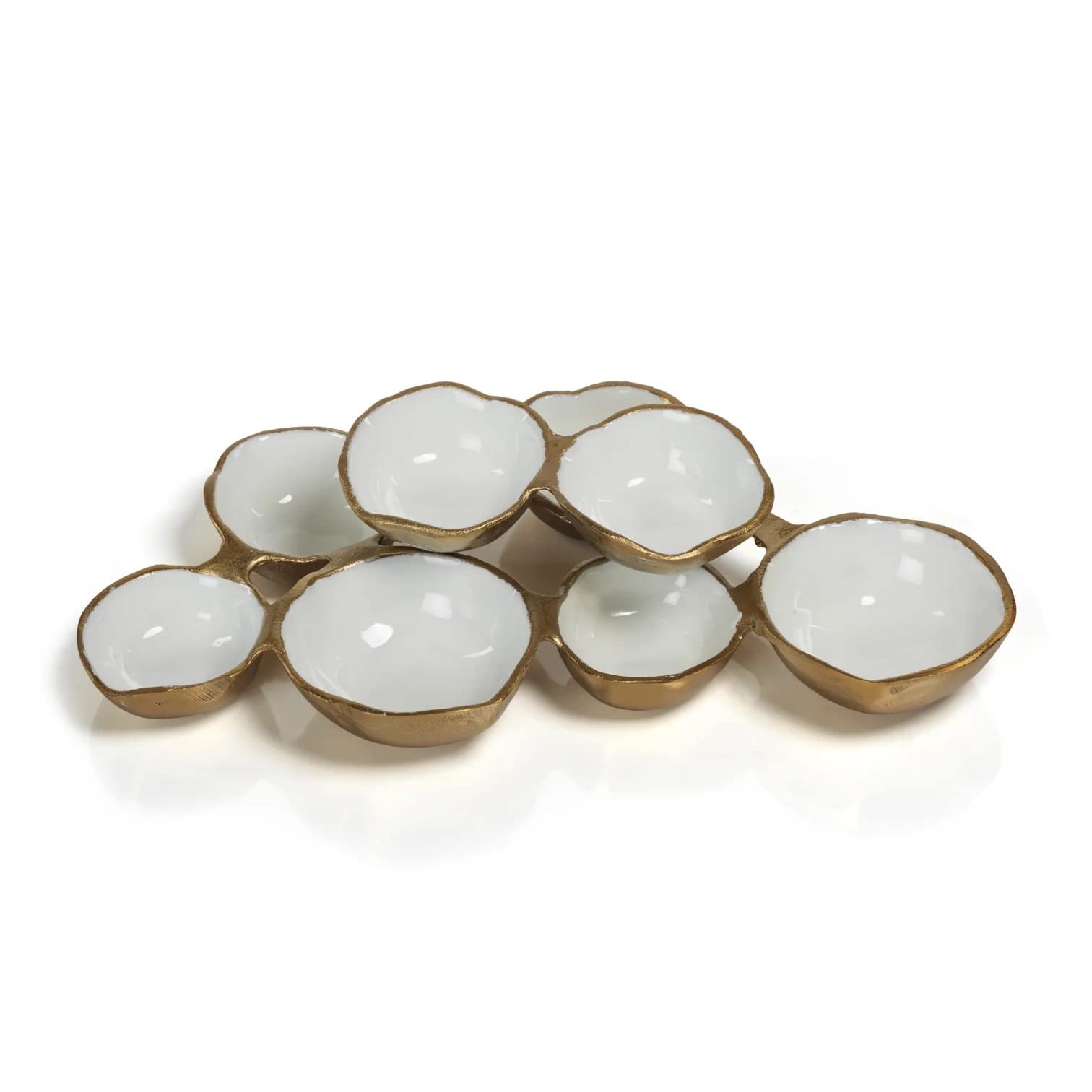 Photo 1 of Zodax Cluster of 8 Round Serving Bowls Gold and White 12.75 in x 7.25 in x 2.25 in