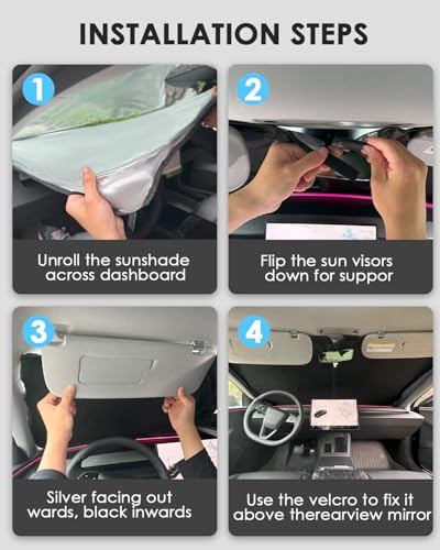 Front Sun Visor Compatible with Peugeo-t 2008 e-2008 2020-2023 2024 2025 2026 Sun Visor for 2008 with UV Protection, Cooling