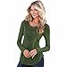 Laimeng Women's T-Shirt, Slub Cotton Loose Long Sleeve Tops Blouse Shirt Casual Hollow Crochet T-Shirt (XL, Green)
