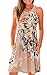 ECOWISH Womens Summer Floral Print Racerback Sleeveless Midi Casual Dress