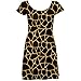 CowCow Womens Brown And Yellow Giraffe Spotted Short Sleeve Dress