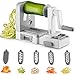 Gourmia GSS9615 Foldable 5 Blade Spiralizer Vegetable Slicer - 5 Stainless Steel Blades for Thick and Thin Pasta Spirals - No-Skid Suction Feet - Storage Container - BPA Free Gray