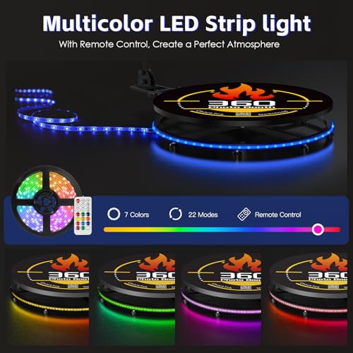 MWE 360 Photo Booth Machine for Parties with Flight Case,RGB Strip Light,Software APP Remote Automatic 360 Spin Camera Video Booth for 3-5 People (31.5''+Flight Case)