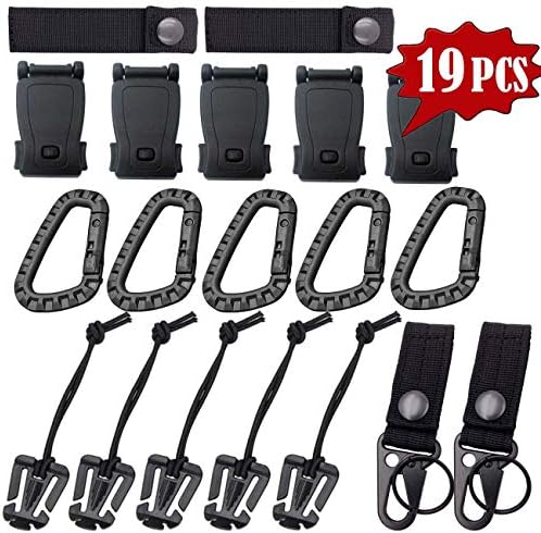 TraGoods Tactical Molle Attachments Kit, Molle Webbing Key Ring, D-Ring Clips, Tactical Gear Military Tube Clip, Tactical D-Ring Locking Hanging Hook