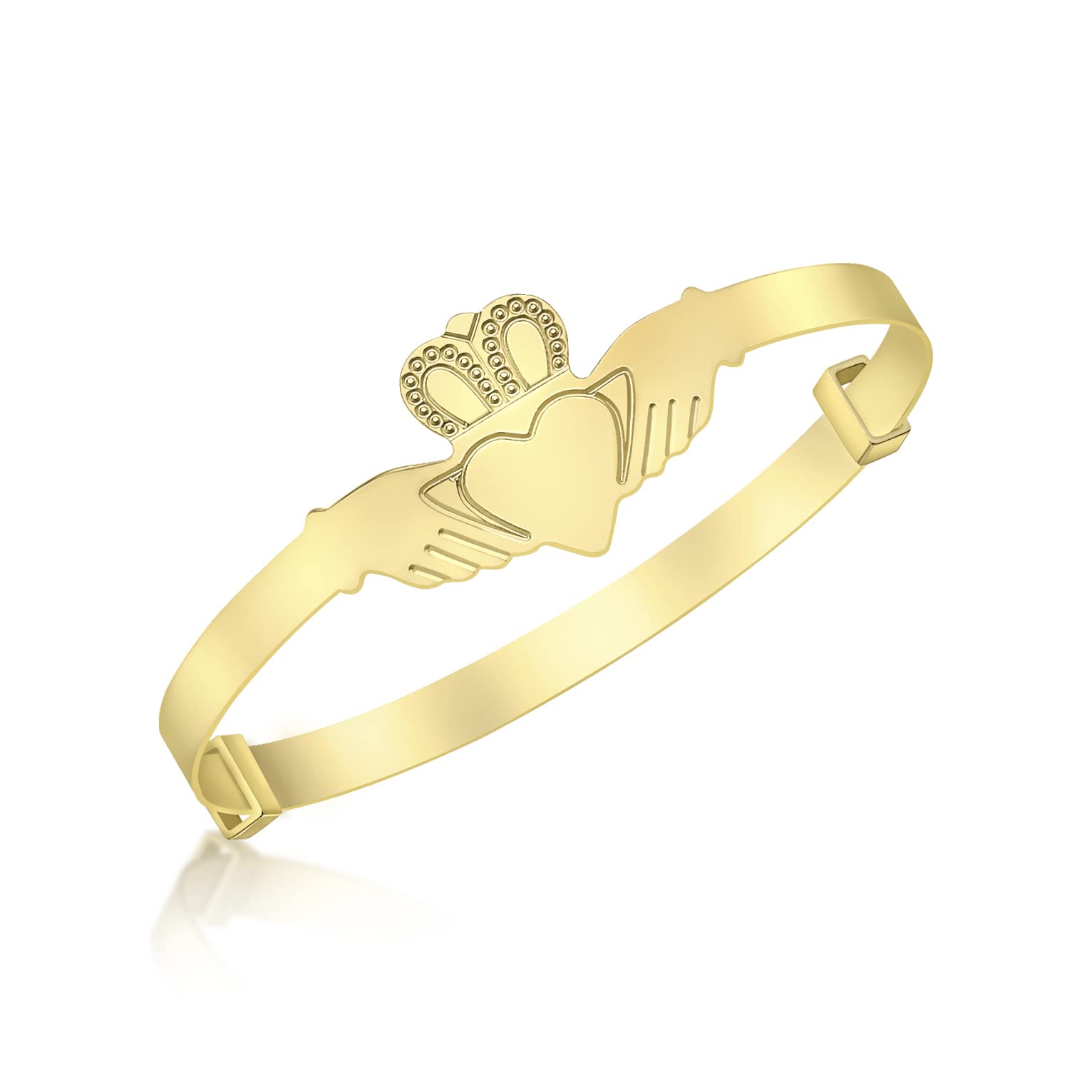 CARISSIMA 9ct Yellow Gold Claddagh Extendable Baby Bangle