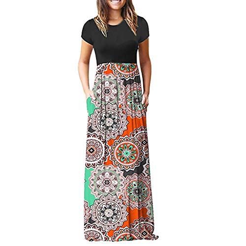 image for Emimarol Women's Dress Summer Plus Size Dress Casual Short Sleeve O-Ne