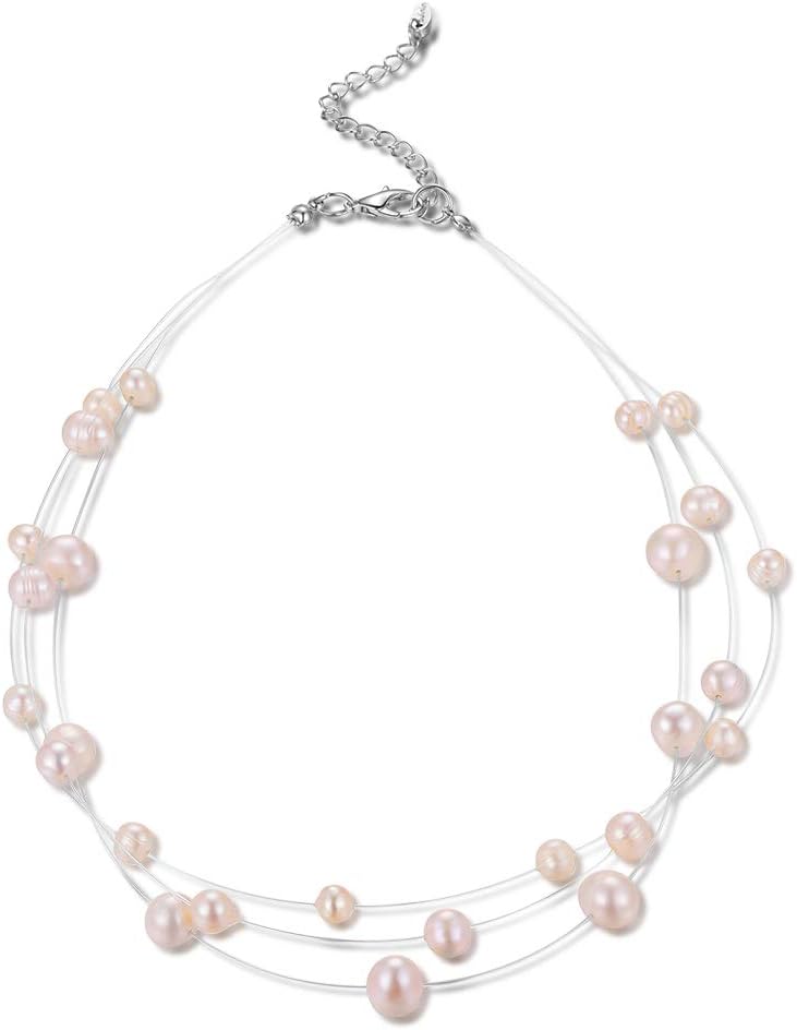 Bulinlin Layered Choker Freshwater Pearl Necklace - Fashion Jewelry Necklace Gifts for Women