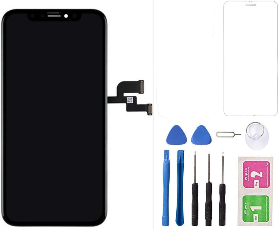 for iPhone Xs LCD Screen Replacement Screen Touch, LCD Display Digitizer Assembly Touch Screen and Frame, Repair Tool Kit with Tempered Glass (Black)