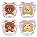Dr. Brown's Classic Pacifier, 6-12m, Animal Faces Pink/Purple, 4 Count