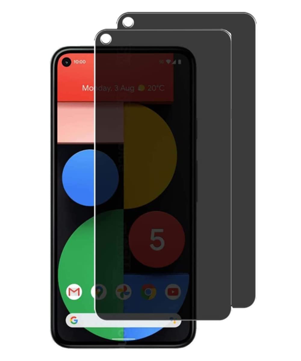Fiokxie 2 Pack Anti-Spy Screen Protector for Google Pixel 4A 5G- Full Screen Privacy Screen Protector, 3D Tempered Glass Film, 9H Hardness Anti-Peeping Full Coverage Protector Anti Scratch Screen