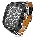Soleasy Argus Panoptes - Men's Triple-Movement Square Dial Leather Band Quartz Analog Wrist Watch WTH1007