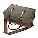 Kattee Genuine Leather Trim Canvas Travel Duffel Bag (Army Green, Large)