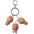 Line Friends CHOCO Character Cute Mini Figure Keychain Key Ring Bag Charm with Clip, Brown