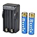 Rextin 18650 BRC Protected Rechargeable Lithium Battery (Pair) 3.7V 4200mAh+ Double 18650 Lithium Battery Charger