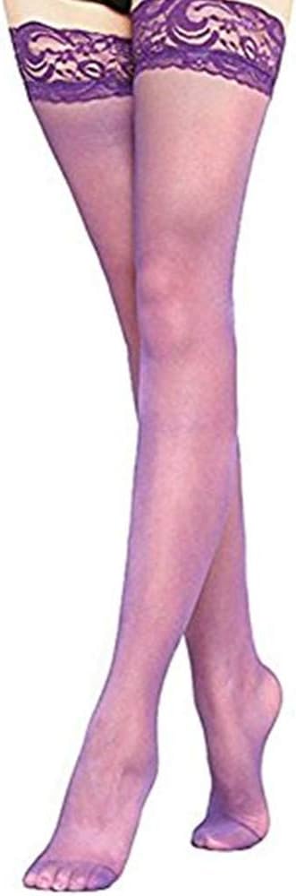 KENROLL Women's Lace Top Sheer Thigh-High Stockings