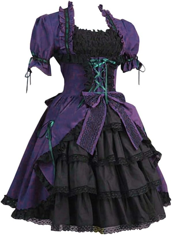 MEIHAOWEI Women Gothic Lolita Dress Vintage Victorian Dress Princess Sweet Dress Role Play Costumes Halloween Cosplay Costumes