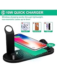 Labobbon Wireless Charger Dock, 4 in 1 Wireless Charging Station for Multiple Devices,Wireless Charger Stand for iWatch and AirPods with QC3.0 Fast Wall Charger Compatible iPhone X Xs Max 8 8 Plus