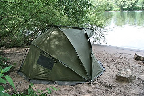 CampFeuer Angelzelt Storm | 2 Mann Karpfenzelt für Angler mit 3000 mm Wassersäule | wasserdicht | 2 Mann Bivvy Tent Anglerzelt | Fischerzelt mit Boden – Bild 4