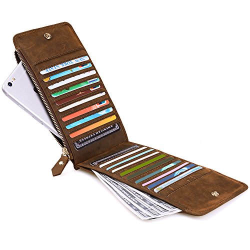 Jack&Chris Leather Multi Card Organizer Wallet Credit Card Holder Thin Wallet with Zipper Pocket,MBNM026