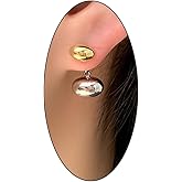 Two Tone Dangle Earrings for Women,Trendy Oval Geometric Chunky Teardrop Drop Earrings,Unique Birthday Friendship Gift Jewelry Accessories