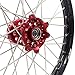 KKE 21/19 SPOKED MX WHEELS RIMS SET FOR CRF250R 04-13 CRF450R 02-12 CR125R CR250R 02-13 CNC ALUMINUM (red hub, black rim, silver nipple, silver spoke)