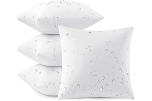 MIULEE Outdoor Pillow Inserts 18x18 Pack of 4 Waterproof Throw Pillow Inserts Decorative 100% Virgin Fibers Filling for Patio Sofa Couch