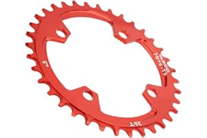 BONKZEBU Durable 96BCD Bike Chainring, 36T Red Round Chain Ring for Mountain Bicycle, Corrosion Resistance Aluminum Alloy Cha